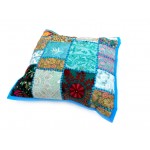 Jaipuri Patch Work Design Cotton Cushion Covers in Blue Color Size 17x17 Inch